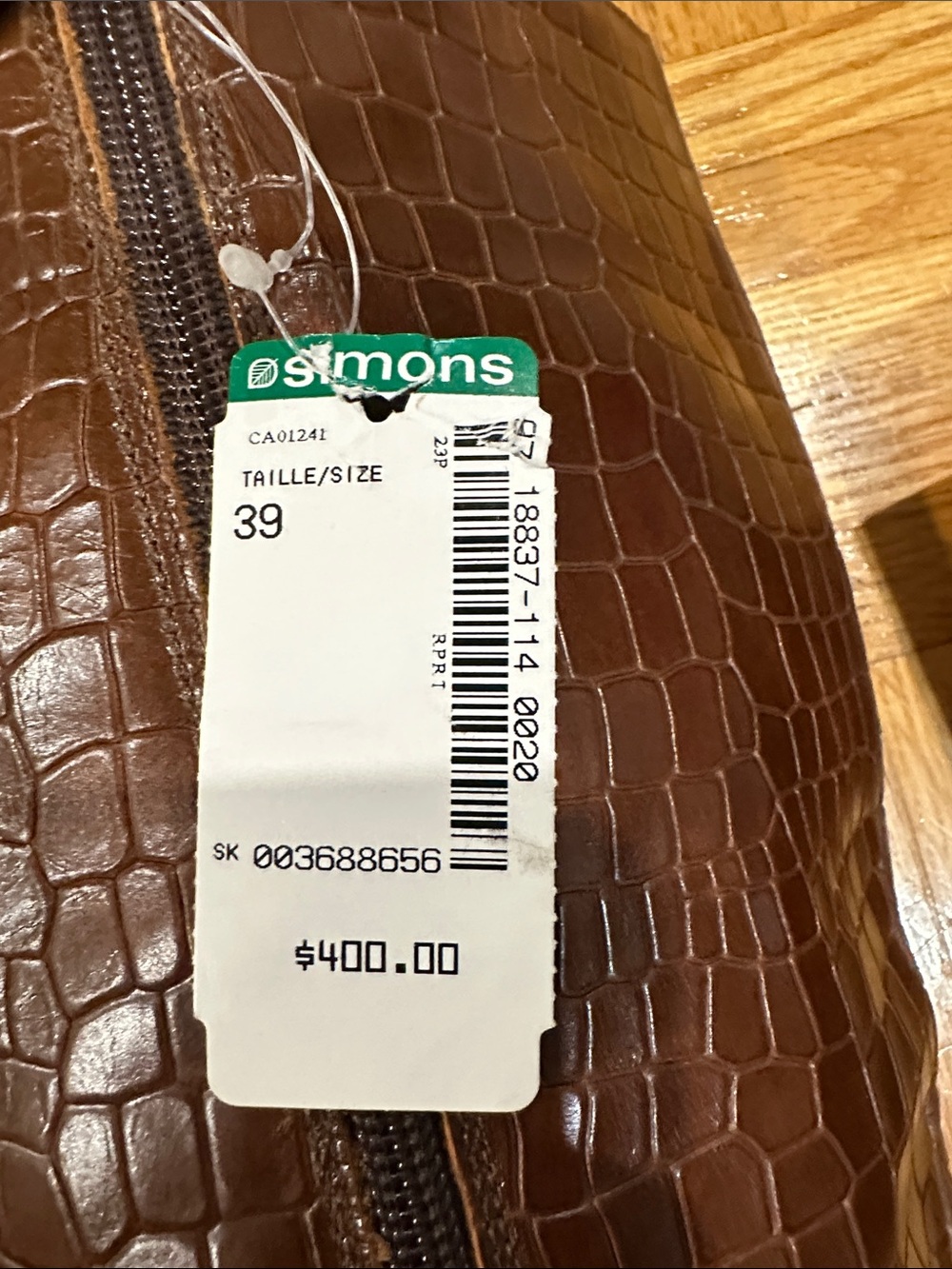 ALOHAS Chestnut Croc-Embossed Knee-High Heeled Boots - Picture 4 of 6
